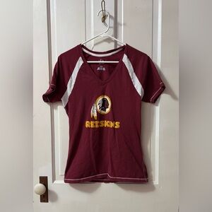 Majestic Maroon and White V-Neck Sports Tee
